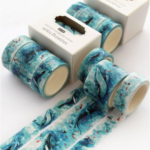 3 pcs/pack Cute Cloud fish Kawaii Planner Handbook Decorative Paper Washi Masking Tape set School Supplies Stationery