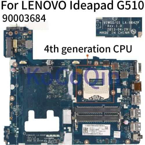 90003684 For LENOVO Ideapad G510 VIWGQ/GS LA-9642P HM86 Laptop motherboard SR17D Mainboard