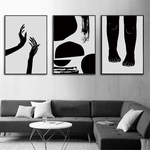 Abstract Body Lines Brush Black Curves Hand Feet Posters And Prints Wall Art Canvas Painting Wall Pictures For Living Room Decor