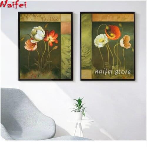 Plants, Flower,Poppy,Still life Diamond Embroidery Diamond Mosaic DIY Full Square Diamond Painting Cross Stitch Gift Home Decor
