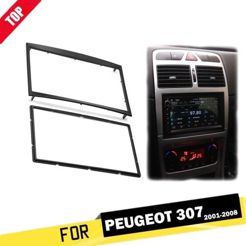LONGHSI Double DIN Car Auto 2 Din CD Trim Dash Mount Kit Stereo Radio Fascia Panel Plate Frame Adaptor for Peugeot 307 2001-2008