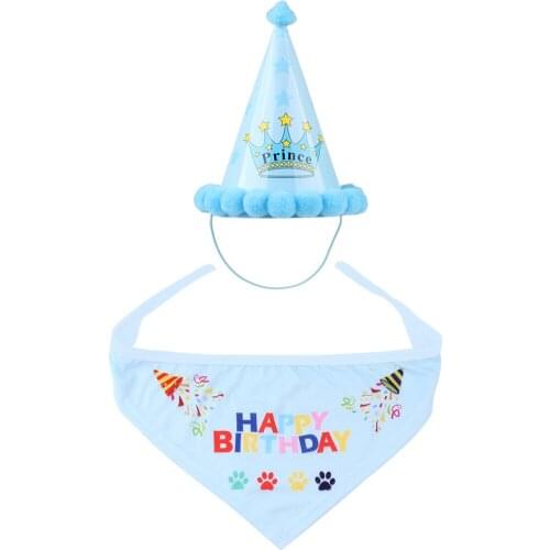 Dog Birthday Bandana with Party Cone Hat Great Birthday Outfit & Decoration Set
