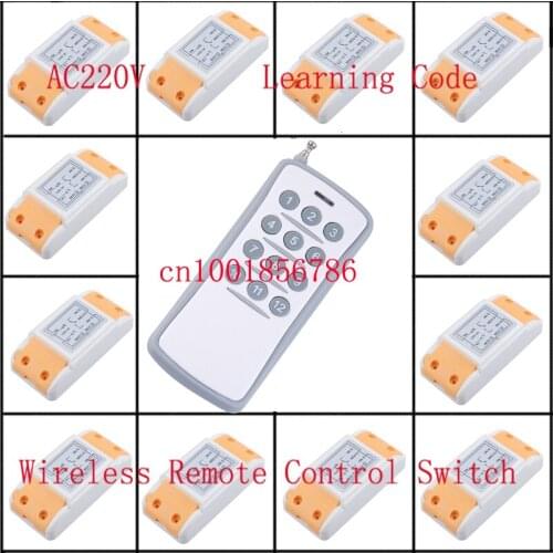 220V 10A 12CH 1500W wireless remote control switch 12 Receiver &1 Transmitter Learning code adjustable control switch smart home