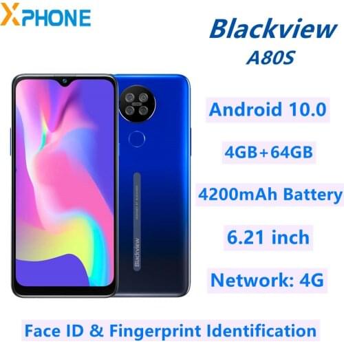 Blackview A80S 4GB 64GB Android 10.0 4200mAh Battery 6.21 inch Network 4G Face ID & Fingerprint Identification Mobile Phone