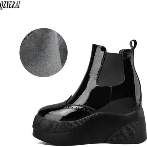 New Winter women shoes natural Genuine leather boots ankle bottom of thick Warm fur Female boots 100% cowhide Chelsea snow boots