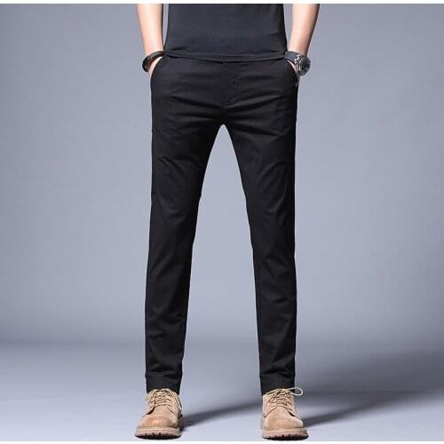 2021 Summer Thin Casual Pants Men Pockets with Zipper Black Slim Fit Skinny Mens Trousers Office Fashion personality