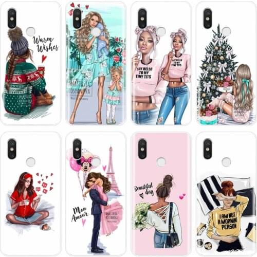 For xiaomi 4 4S 5 5C 5S 5S PLUS 6 6X 8 Pro 8lite 8 9 SE MAX 2 3 3Pro Brown Hair Baby Mom Girl Queen Cover TPU Phone Case