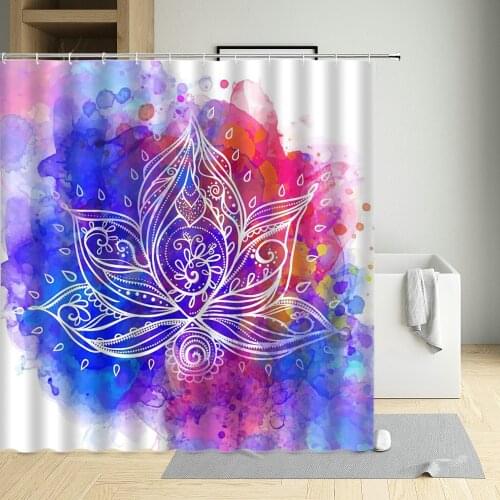 Mandala Floral Shower Curtain Bohemian Watercolor Rendering Art Bathroom Wall Home Decor With Hook Washable Waterproof Screen