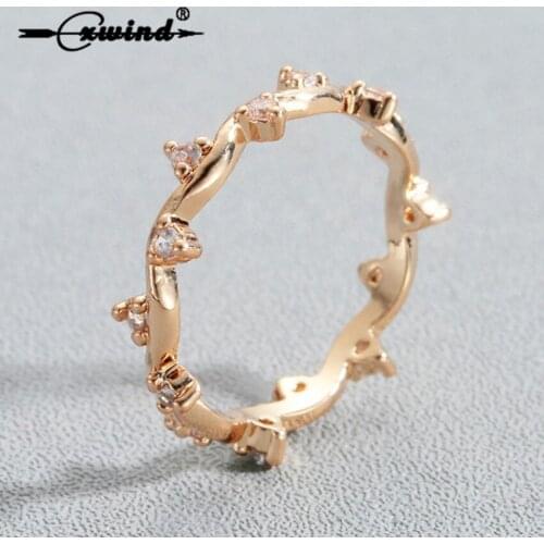 Cxwind 2018 Concise Crystal Wreath Ring Gold Color S Shape Rings for Women Top Quality Wedding Finger Toe Jewelry Wholesale