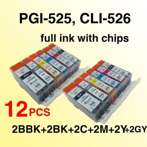 12pcs PGI 525 CLI 526 ink cartridge compatible For canon MX715 MX885 MX895 PIXMA IP4850 IP4950 IX6550 MG5150 MG5250 MG5350