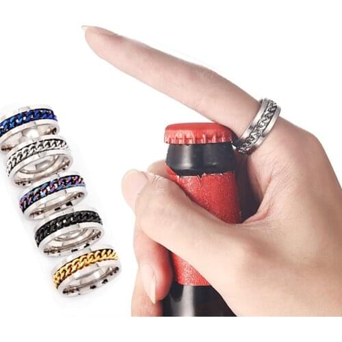 Creative Stainless Steel Finger Ring Corkscrew Rotatable Chrome Beer Bottle Opener Kitchen Party Bar Tools Home Gadgets Couples