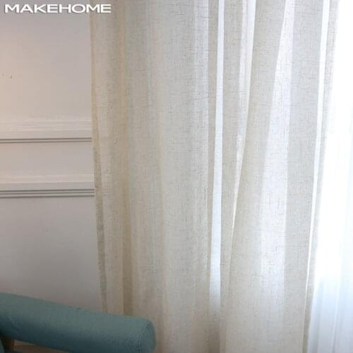 Fuax Linen Tulle Curtains for Living Room Bedroom Japan-Style Soft Voile Curtains Simple Design Blinds Tulle