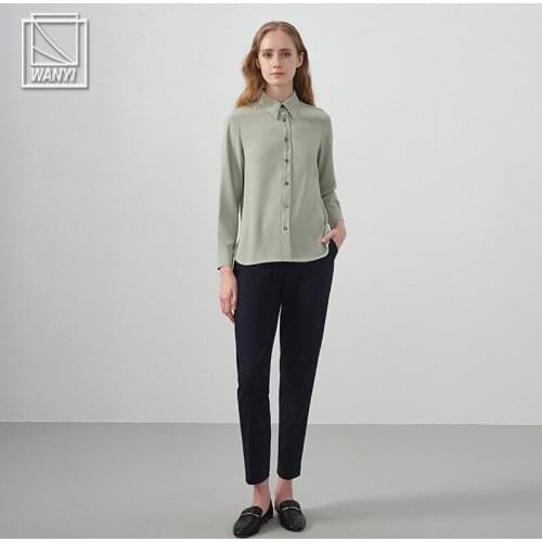 Small 176 temperament square collar commuting ol chiffon shirt long sleeve 2020 autumn new base professional top