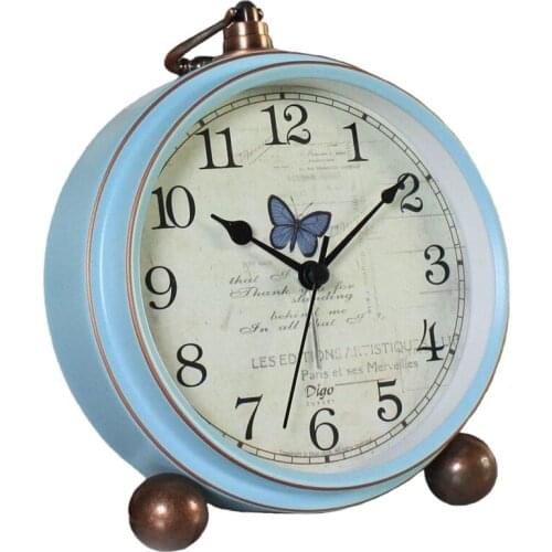 Digo Small Retro Alarm Clock Battery Silent Non-Ticking Metal Desk Table Quartz Digital Clocks for Indoor Bedroom Kids