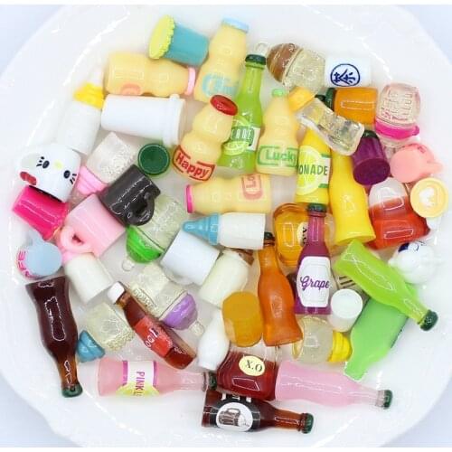 10pcs Mixed Mini Wine Milk Bottle 3D Resin Cabochons Embellishment Accessories Kawaii DIY Scrapbooking Phone Decor