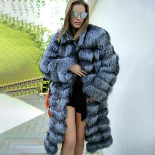 Fashion Silver Fox Fur Coats Waistcoat Womens Winter Down Fur Real Fox Fur Jacket Thick Natural Fox Fur Coat With Fur Collar