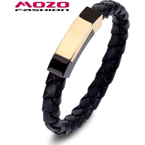 Fashion Jewelry Men Retro Bracelet Weave Leather Bracelets & Bangles man Classic Gold Black Collocation bangle PS2036