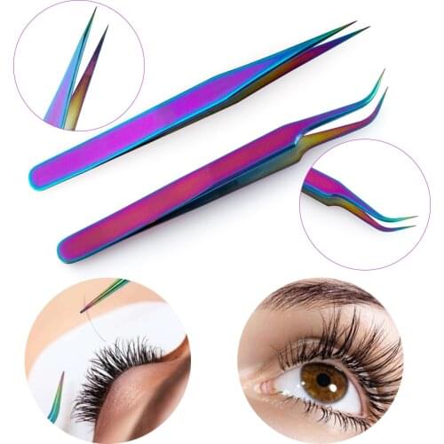 Fashion Stainless Steel Curved Straight Eye Lashes Tweezer False Fake Eyelash Extension Clip Applicator Women Eye Makeup Tool