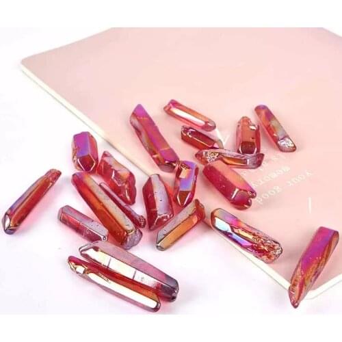 MOKAGY MOKA Natural Red Electroplating Quartz Stone Crystal Point 10pc