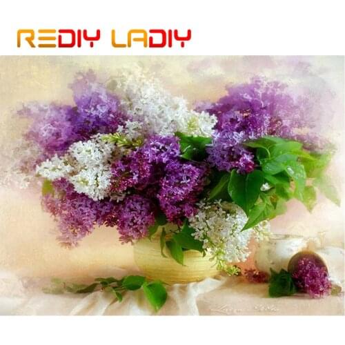 DIY Beaded Embroidery Kits Purple Lilacs Love Needlework High Quality Beads Partial Crystal Beaded Cross Stitch Hobby & Crafts