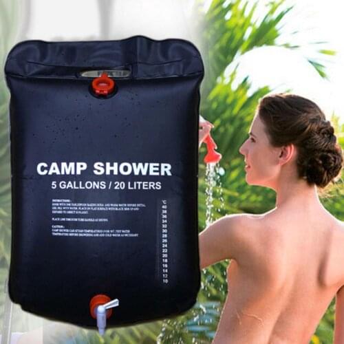 1Set Portable Solar Shower Bag Camping Shower Bag 5 Gallons/20L Solar Shower Bag With Removable Hose And Shower Head