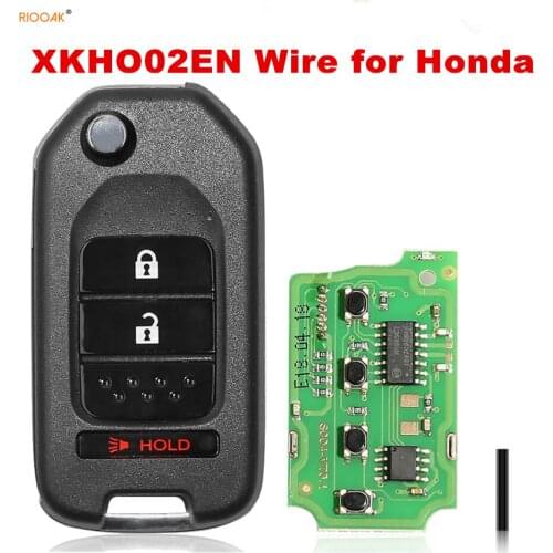 RIOOAK Xhorse XKHO02EN Wire Remote Key for Honda Flip 2+1 Buttons English Version working with Xhorse VVDI Key tool
