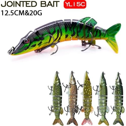 Agoie 12.5cm/20g Wobblers Fishing Artificial Bait 9 Segment Hard Multi Jointed Swimbait Crankbait Lifelike Fishing Lure Tackle