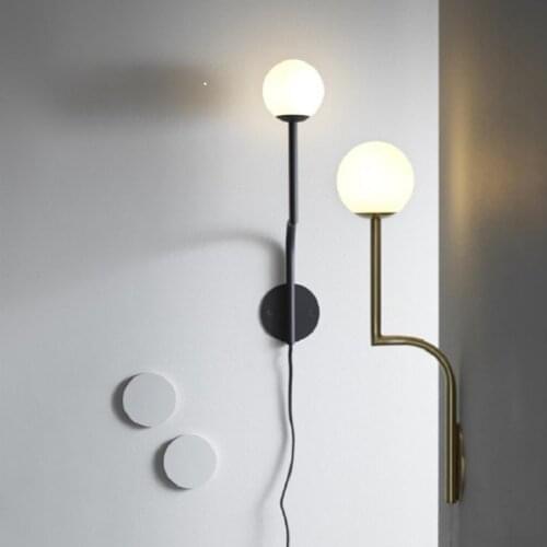 North Europe bedside wall lamp bedroom corridor wall lamp modern simple staircase living room gold glass wall lamp