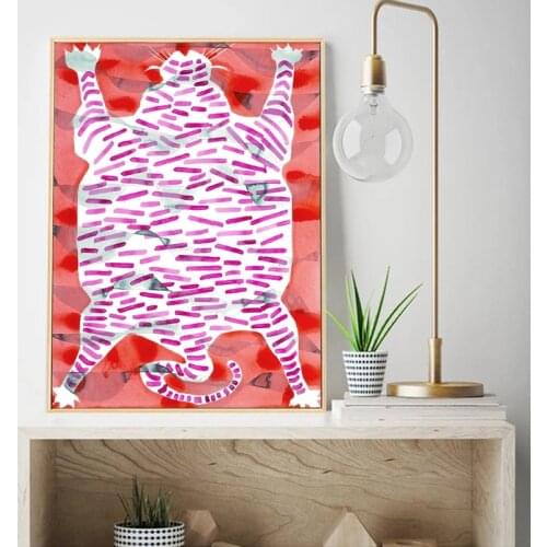 “Tiger Rug” Prints by Kate Roebuck Abstract Watercolor Painting Picture Gallery Wall Art Poster Canvas Prints Home Room Decor