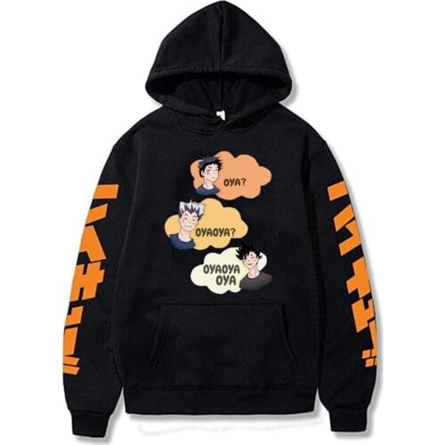Oya Oya Oya Haikyuu Hoodies Kuroo Anime Bokuto Manga Shoyo Volleyball Men Hoodie Sweatshirt Pullover Long Sleeve