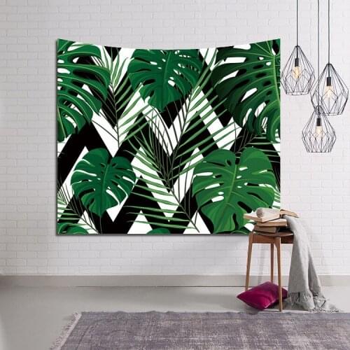 Green Tropical Plant Tapestry Wall Hanging Polyester Thin Bohemia Cactus Banana Leaf Print Tapestry Beach Towel Cushion