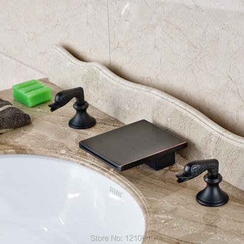 Uythner Newly Euro Style Waterfall Basin Faucet Mixer Tap Oil Rubbed Bronze Sink Tap Bathroom Cold Hot Water Tap