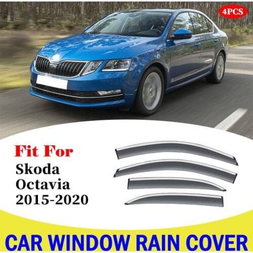 For Skoda Octavia 2015-2020 Car Window Sun Rain Shade Visors Shield Shelter Protector Cover Trim Rain shield car accessories