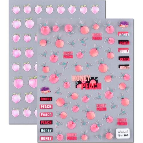 1Pcs 3D Pink Peach Self Adhesive Nail Art Decoration Stickers Japanese Style Stickers 3D Art Sliders Design For Nail Accessories