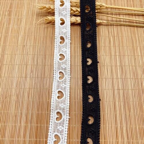 1Yards Embroidery Cotton Lace Fabric Guipure 1.5cm Ribbon Love Lace Trim Applique Laces For Clothes Sewing Wedding Dress LQ14