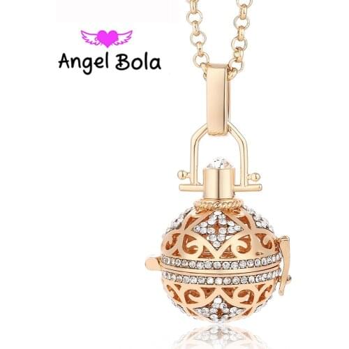 10PCS/Wholesale 20.5mm Lucky Crystal Stone Brass Cage Pendant Angel Bola Baby Ball Necklace Jewelry Making L064