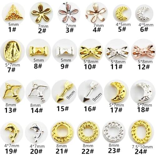 100pcs/bag Japan Korea Kawaii 3D Nail Art Accessories Alloy Moon Bowknot Nail Deco Parts Charm Nail Tips Supplies