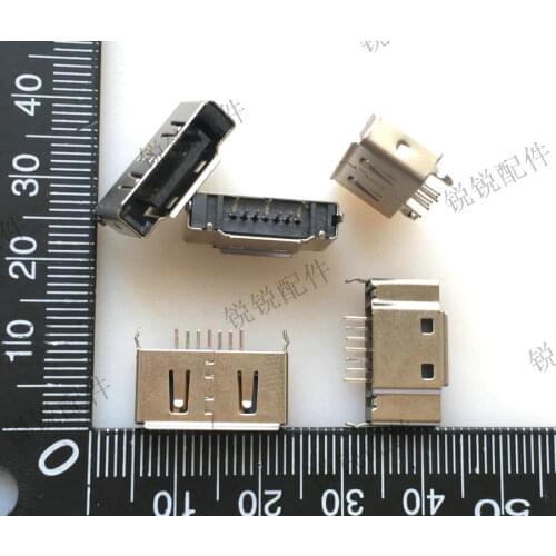 5pcs) SATA 7p vertical hard disk interface socket with iron shell, SATA female base, vertical straight plug opening, type A