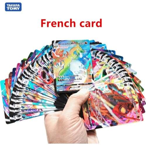 60-100Pcs carte pokemon francaise Boîte de rappel Dracaufeu Vmax GX EX MEGA TAG shiny pokemon card flag Cartes de jeu