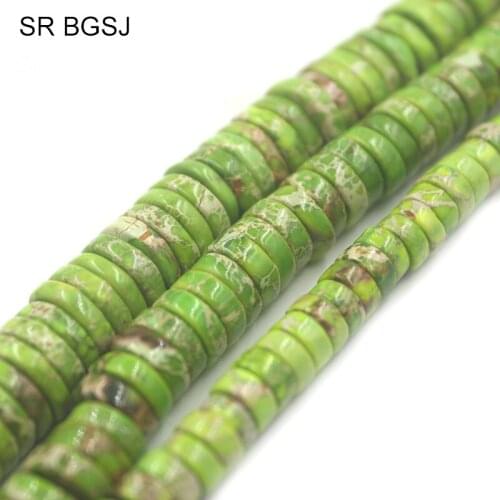 Free Shipping 3x6mm 3x8mm 3x10mm Jewelry Keshi Rondelle Green Sea Sediment Gems Stone Beads Strand 15"