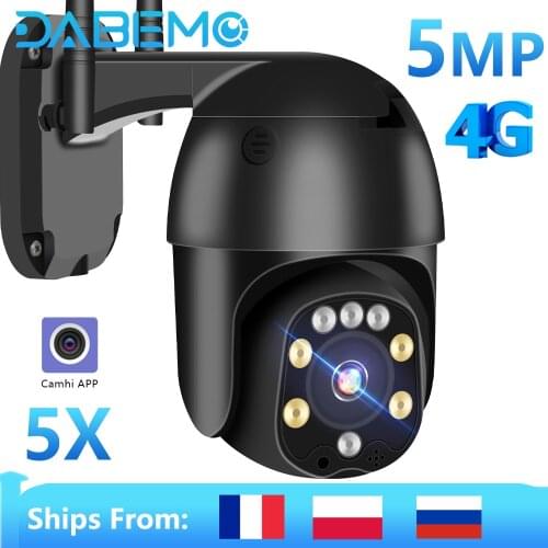 Wifi Camera 3G 4G Sim Card 5MP HD Wireless IP Camera 5X Zoom 1080P Security Outdoor Surveillance PTZ CCTV Camera P2P Camhi APP