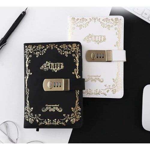 A5 B6 Password Notebook Retro with Lock Notebooks PU Leather Lock Diary Traveler Notepad Journal Planner School Stationery Gifts