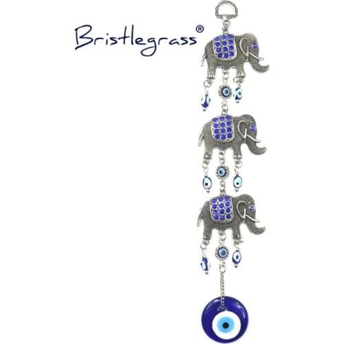BRISTLEGRASS Turkish Blue Evil Eye 60mm Elephant Amulets Lucky Charm Car Wall Hanging Pendant Pendulum Blessing Protection Decor