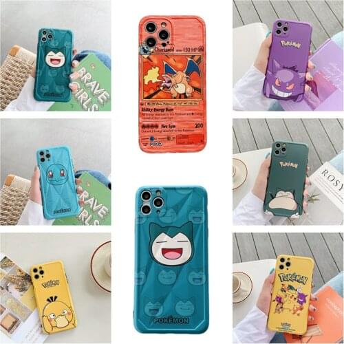 Pokemon Pikachu Anti-drop Phone Case Gengar Psyduck Snorlax Charmander Squirtle Cartoon for Iphone 7 8 X Max 11 12 Promax