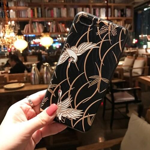 Crane 3D Emboss Phone Case for Xiaomi Redmi POCO X2 F2 Pro Note 7 8 9 Pro 8T 7A 8A 10 9 8 Lite 9T 9Tpro Soft Matte Phone Cases