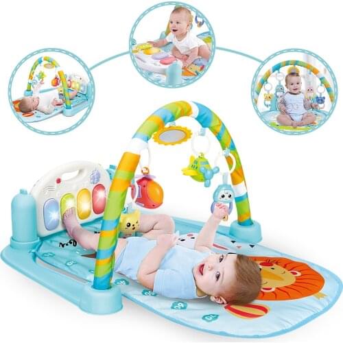 Baby Play Mat Games Blankets Educational Carpet Toy Baby Activity Gym Baby Stuff Pedal Piano Frame Toy Pink and Blue