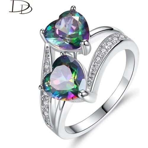 DODO Heart -Shaped Wedding Rings For Women Cubic Zirconia Jewelry Engagement Love Mood Ring Bagues Pour Femme Drop Shipping