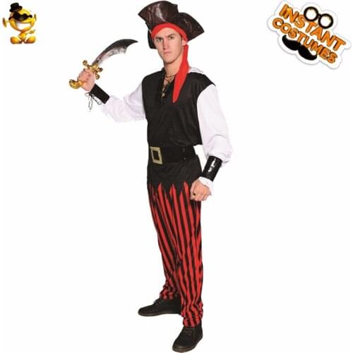 DSPLAY Halloween Cosplay Mens Pirate Costume Carnival Clothing Role Performance Costumes Christmas Male Party Suit