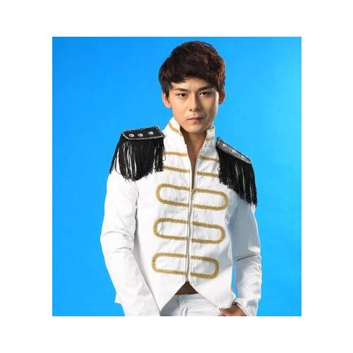 European stage white 1 suits set mens blazer jacket men blazer slim fit terno masculino blazer men jacket 2XL Customizable