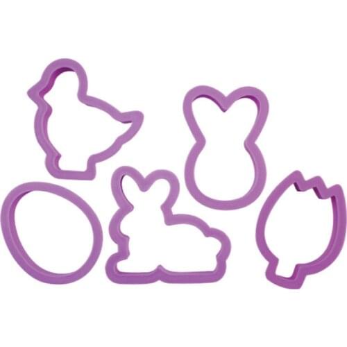 5pcs/Set Easter Food Grade Plastic Cookie Mold Animal Biscuit Cutter 3D Cartoon Rabbit Molds Baking Tools Party Cupcake Supplies